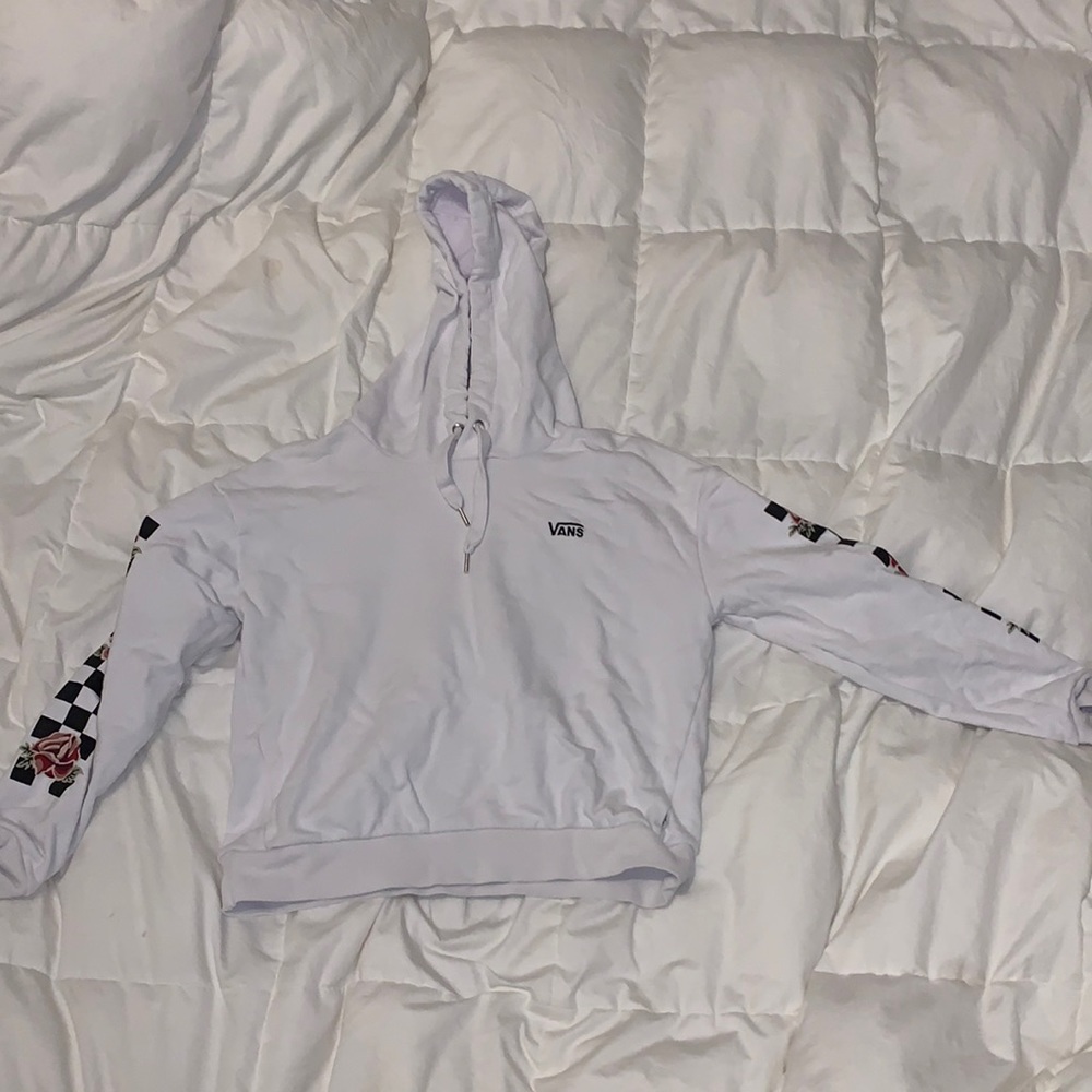 white rose detail vans hoodie